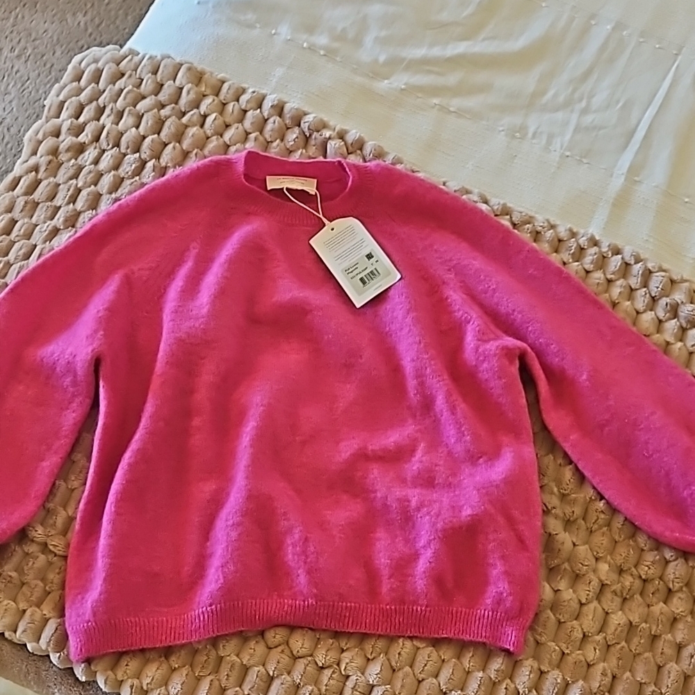 Sezane Fuchsia Crew Neck Sweater
